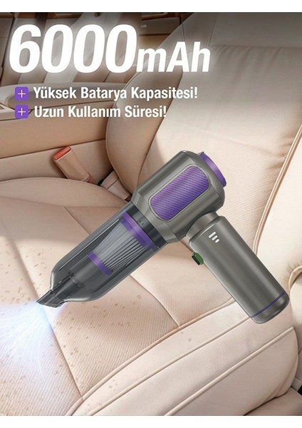 Ahv-19 Kablosuz Araç Içi Süpürge Mor | 17000PA Güçlü Vakum | Fırçasız Motor | Üfleme & Vakum fırsatları