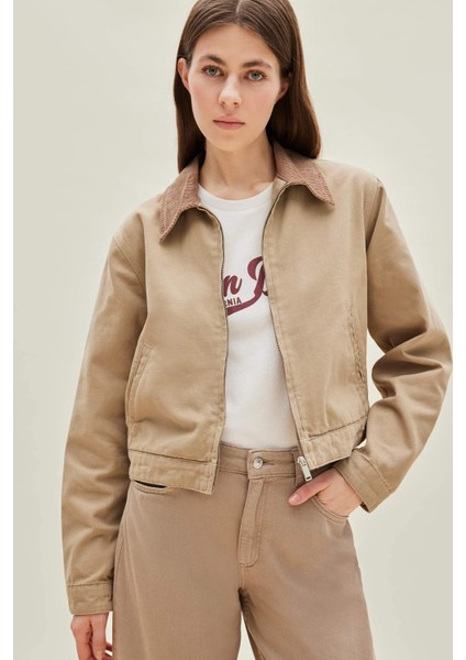 Regular Fit Kontrast Yakalı Cepli Pamuklu Ceket Mont E6260AX25SP