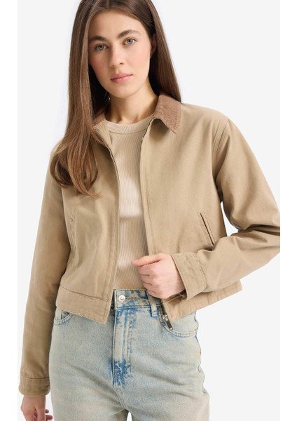 Regular Fit Kontrast Yakalı Cepli Pamuklu Ceket Mont E6260AX25SP