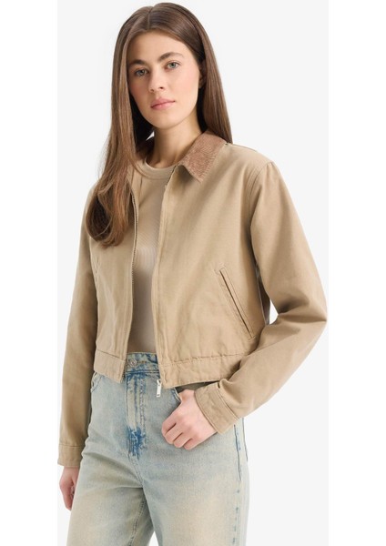 Regular Fit Kontrast Yakalı Cepli Pamuklu Ceket Mont E6260AX25SP