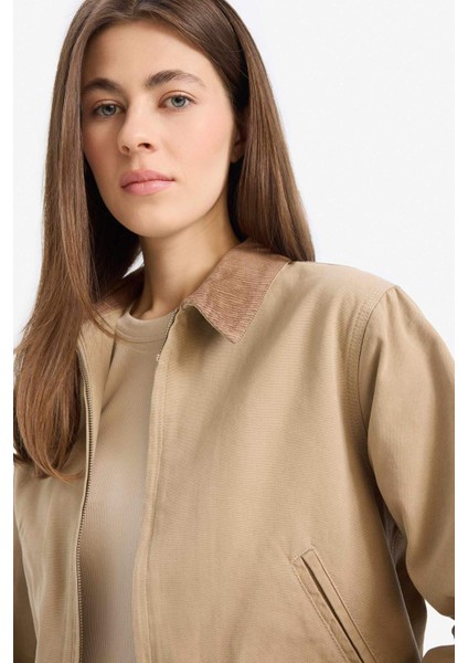 Regular Fit Kontrast Yakalı Cepli Pamuklu Ceket Mont E6260AX25SP