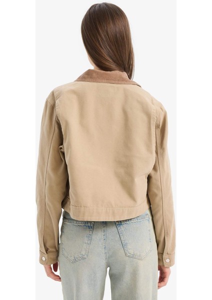 Regular Fit Kontrast Yakalı Cepli Pamuklu Ceket Mont E6260AX25SP