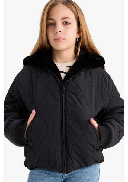 Kız Çocuk Çift Taraflı Kapüşonlu Mont C5493A825AU