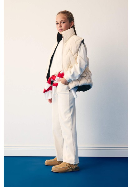 Kız Çocuk Beli Lastikli Wide Leg Geniş Paça Eşofman Altı E1836A825AU