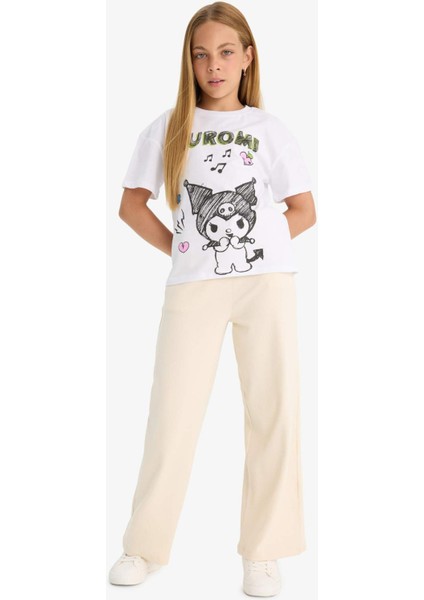 Kız Çocuk Beli Lastikli Wide Leg Geniş Paça Eşofman Altı E1836A825AU