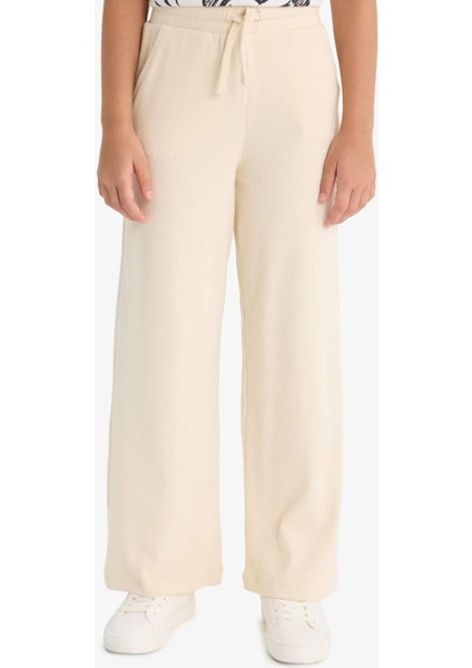 Kız Çocuk Beli Lastikli Wide Leg Geniş Paça Eşofman Altı E1836A825AU