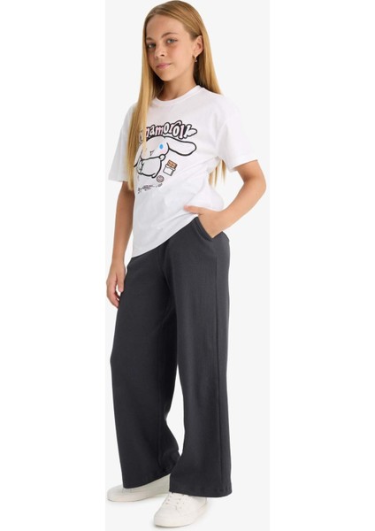 Kız Çocuk Beli Lastikli Wide Leg Geniş Paça Eşofman Altı E1836A825AU