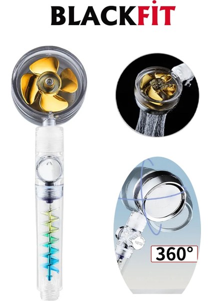 Siyah Özel Seri Pervaneli Duş Başlığı Seti, Su Tasarruflu, Turbo Fan, Kolay Kullanım fiyatları