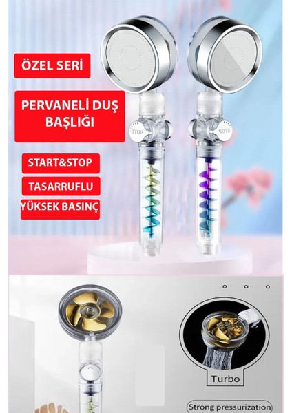 Siyah Özel Seri Pervaneli Duş Başlığı Seti, Su Tasarruflu, Turbo Fan, Kolay Kullanım modelleri
