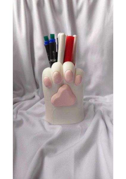 Pati Dokunuşu: Sevimli Kedi Pençesi Kalemlik - Beyaz