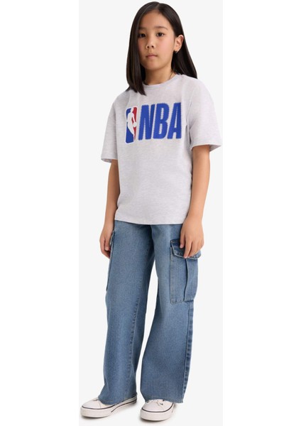 Kız Çocuk NBA Wordmark Oversize Geniş Kalıp Bisiklet Yaka Kısa Kollu Tişört E7630A825HS