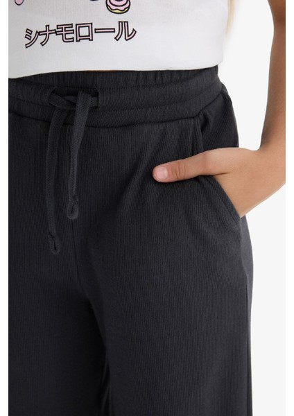 Kız Çocuk Beli Lastikli Wide Leg Geniş Paça Eşofman Altı E1836A825AU