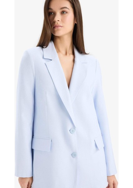 Afra x DeFacto Oversize Geniş Kalıp Tensel Blazer Ceket Z8276AZ25SP