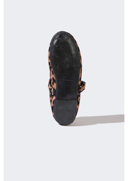 Kız Çocuk Leopar Desenli Slip On Düz Taban Babet E7807A825SM