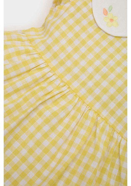Kız Bebek Bebe Yaka Kareli Kısa Kollu Poplin Yazlık Elbise C4536A525SM