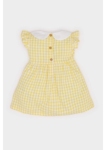 Kız Bebek Bebe Yaka Kareli Kısa Kollu Poplin Yazlık Elbise C4536A525SM