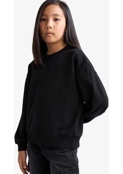 Kız Çocuk Relax Fit Bisiklet Yaka Baskılı 2'li Sweatshirt E6473A825AU