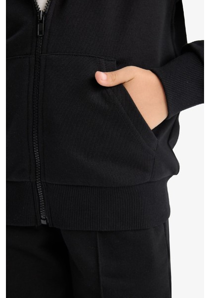 Kız Çocuk Basic Düz Kapüşonlu Okul Fermuarlı Sweatshirt C8110A825AU