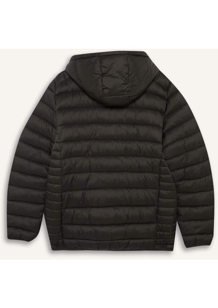 Su İtici Slim Fit Dar Kesim İç Cep Detaylı Kapüşonlu Fermuarlı Cepli Şişme Mont N4661AZ25AU