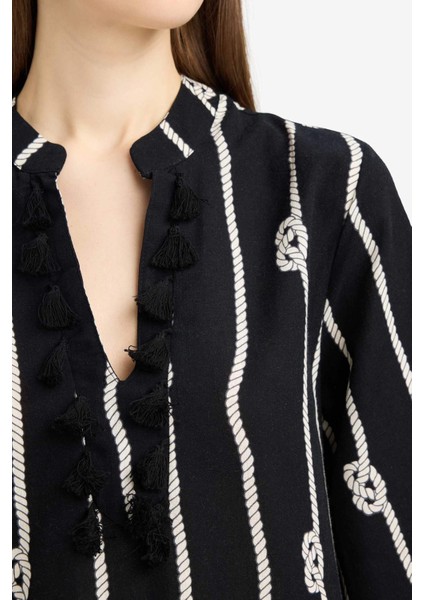 Regular Fit Desenli Pamuklu Midi Plaj Elbisesi-Fall in Love E5099AX25SP