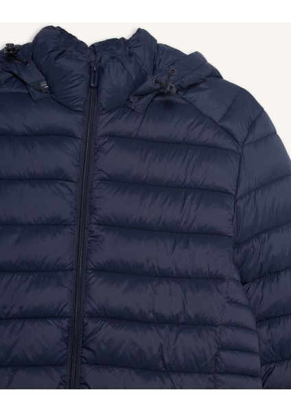 Su İtici Slim Fit Dar Kesim İç Cep Detaylı Kapüşonlu Fermuarlı Cepli Şişme Mont N4661AZ25AU