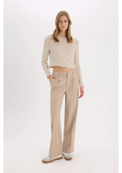 Wide Leg Kumaş Palazzo Pantolon Çift Cepli Normal Bel Standart Boy D5066AX25SP