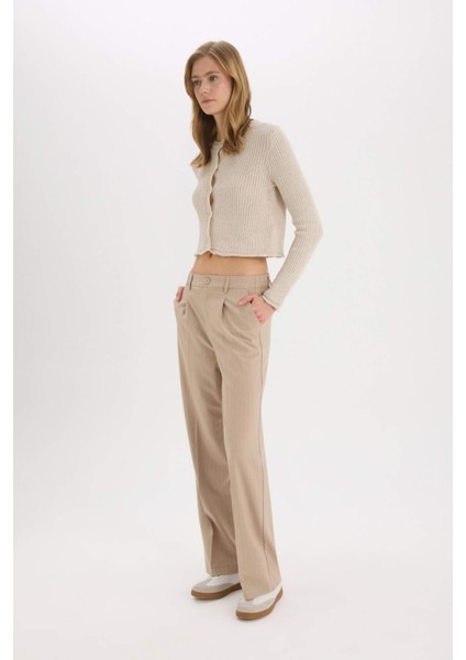 Wide Leg Kumaş Palazzo Pantolon Çift Cepli Normal Bel Standart Boy D5066AX25SP