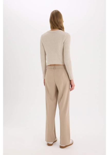 Wide Leg Kumaş Palazzo Pantolon Çift Cepli Normal Bel Standart Boy D5066AX25SP