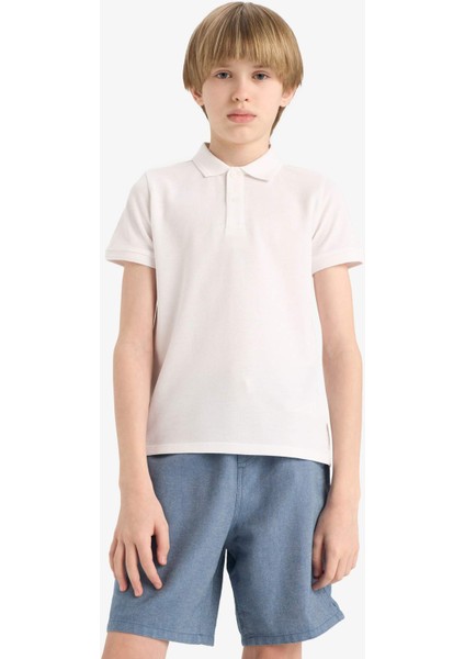 Erkek Çocuk Polo Yaka Basic Düz Pike Kısa Kollu Okul Tişörtü K1689A625AU