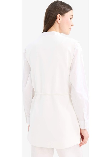 V Yaka Bağcıklı Basic Düz Yelek E7981AX25SM