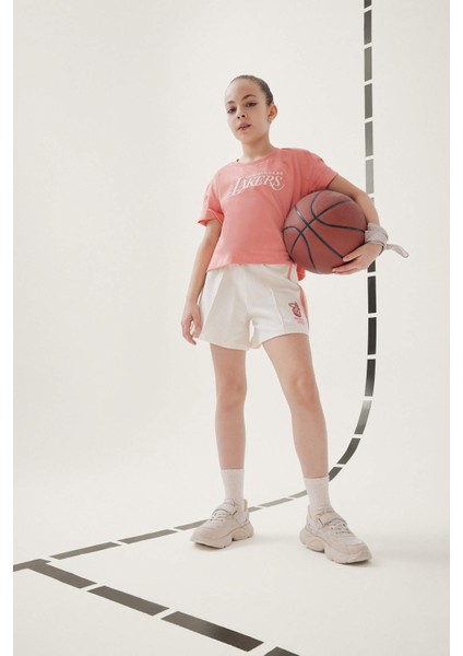 Kız Çocuk NBA Los Angeles Lakers Loose Fit Bisiklet Yaka Kısa Kollu Tişört E7633A825HS