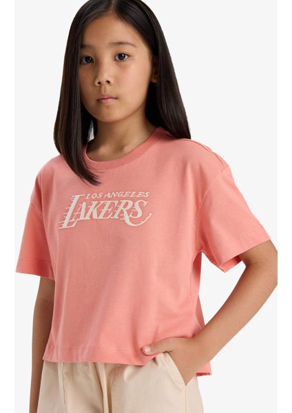 Kız Çocuk NBA Los Angeles Lakers Loose Fit Bisiklet Yaka Kısa Kollu Tişört E7633A825HS