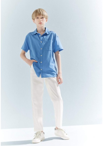 Erkek Çocuk Carrot Fit Standart Paça Keten Görünümlü Pantolon E5828A825SM