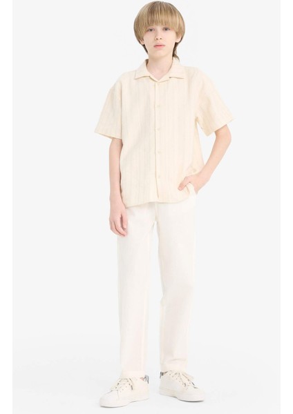 Erkek Çocuk Carrot Fit Standart Paça Keten Görünümlü Pantolon E5828A825SM