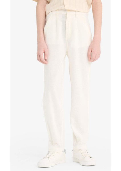 Erkek Çocuk Carrot Fit Standart Paça Keten Görünümlü Pantolon E5828A825SM