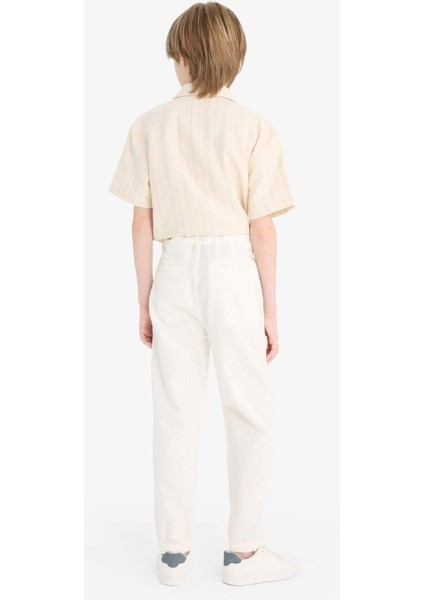 Erkek Çocuk Carrot Fit Standart Paça Keten Görünümlü Pantolon E5828A825SM