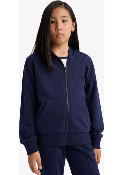 Kız Çocuk Basic Düz Kapüşonlu Okul Fermuarlı Sweatshirt C8110A825AU