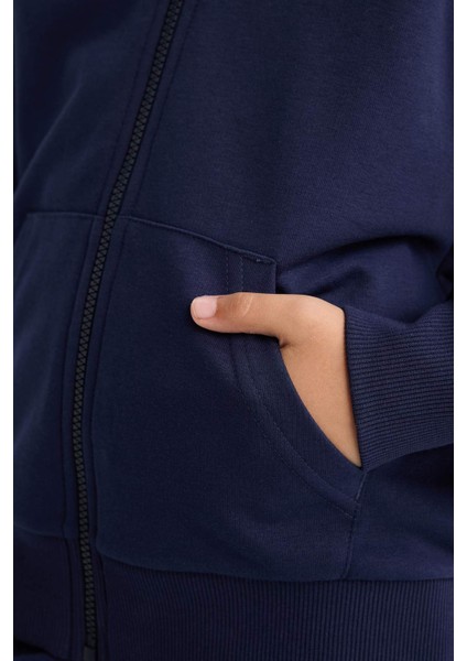 Kız Çocuk Basic Düz Kapüşonlu Okul Fermuarlı Sweatshirt C8110A825AU