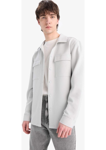 Regular Fit Çift Cepli Twill Uzun Kollu Gömlek E7689AX25SP