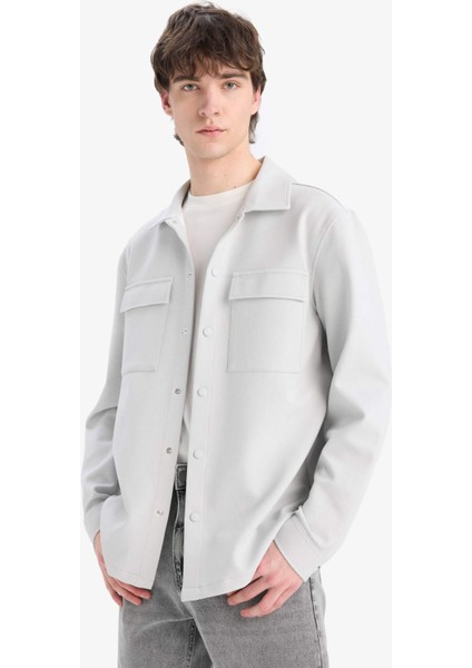 Regular Fit Çift Cepli Twill Uzun Kollu Gömlek E7689AX25SP