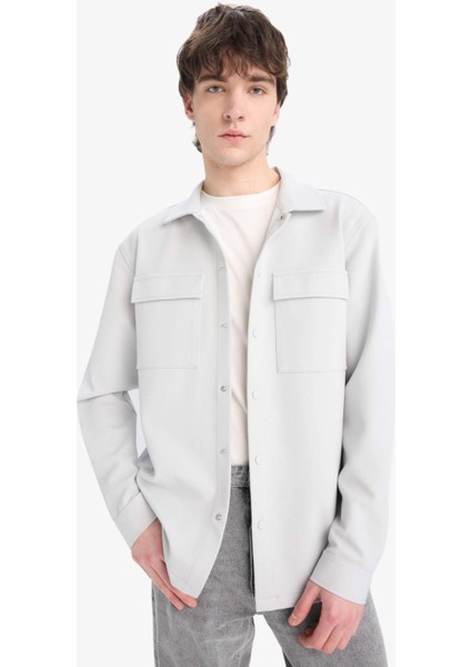 Regular Fit Çift Cepli Twill Uzun Kollu Gömlek E7689AX25SP