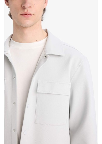 Regular Fit Çift Cepli Twill Uzun Kollu Gömlek E7689AX25SP