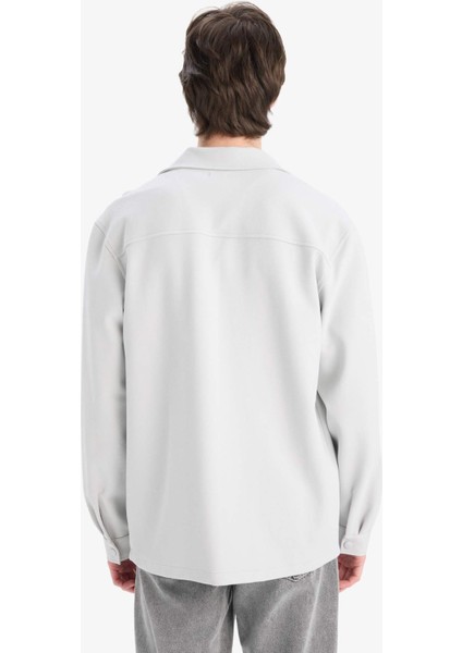 Regular Fit Çift Cepli Twill Uzun Kollu Gömlek E7689AX25SP
