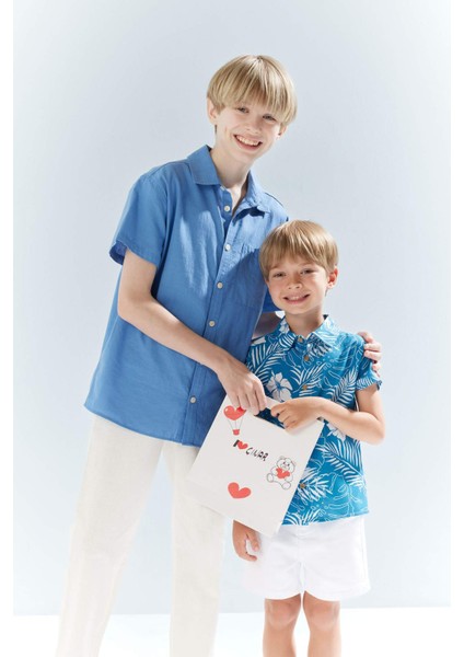 Erkek Çocuk Oversize Geniş Kalıp Polo Yaka Kısa Kollu Gömlek E5832A825HS