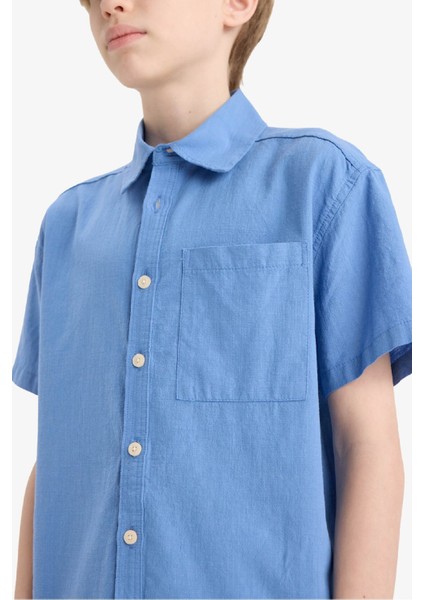 Erkek Çocuk Oversize Geniş Kalıp Polo Yaka Kısa Kollu Gömlek E5832A825HS