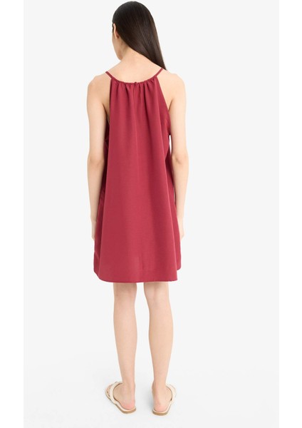 Yuvarlak Yaka Terry Cotton Mini Plaj Elbisesi-Fall in Love E5102AX25SP