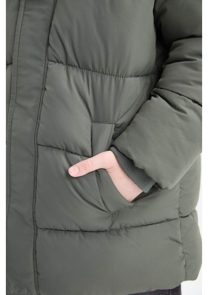 Erkek Çocuk Su Geçirmez Kapüşonlu Fermuarlı Parka