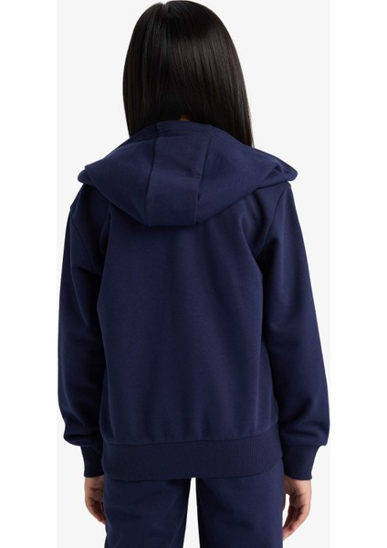 Kız Çocuk Basic Düz Kapüşonlu Okul Fermuarlı Sweatshirt C8110A825AU