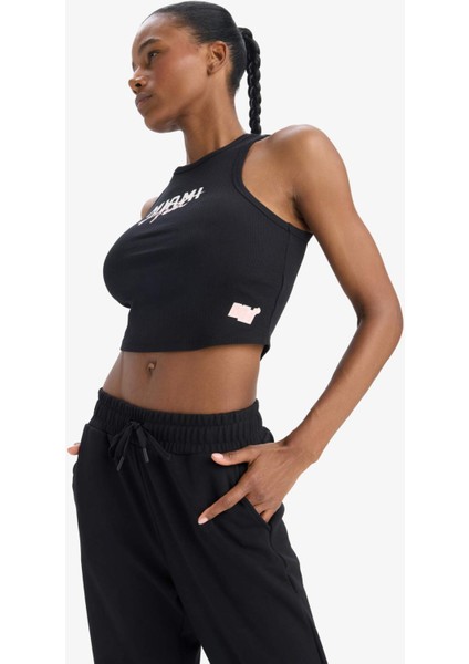 Fit NBA Miami Heat Crop Top Bisiklet Yaka Fitilli Kaşkorse Sporcu Atlet D8800AX25SP