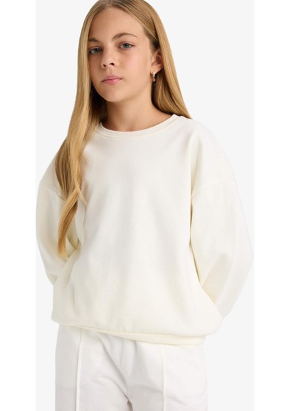 Kız Çocuk Okul Relax Fit Bisiklet Yaka Baskılı 2'li Sweatshirt E6474A825AU